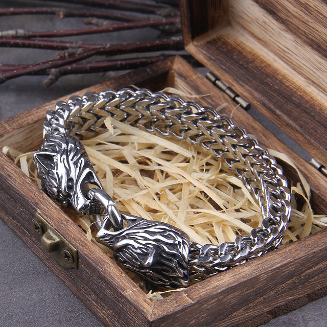 Heren roestvrije stale wolven armband JW5