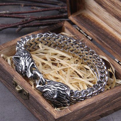 Heren roestvrije stale wolven armband JW5