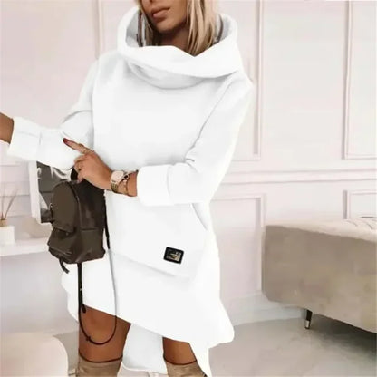 Lente dameshoodies jurk zwart met lange mouwen