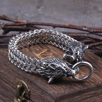 Heren roestvrije stale wolven armband JW5