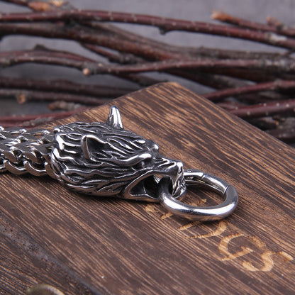 Heren roestvrije stale wolven armband JW5