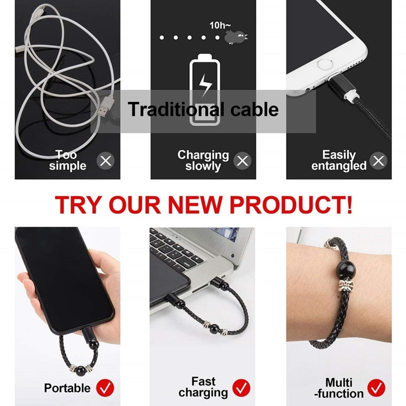 Lederen draagbare USB Type C en micro-armband telefoonoplader FT5