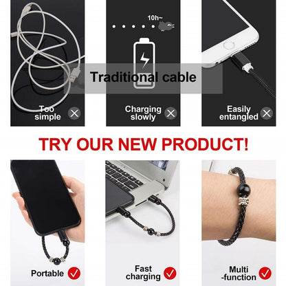 Lederen draagbare USB Type C en micro-armband telefoonoplader FT5