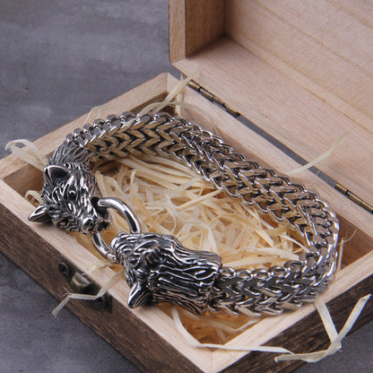 Heren roestvrije stale wolven armband JW5