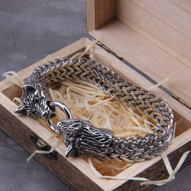 Heren roestvrije stale wolven armband JW5